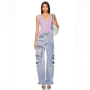 NEW! REVOLVE x EB Denim Cargo Pants in Rain Wash 👖 Medium NWT!